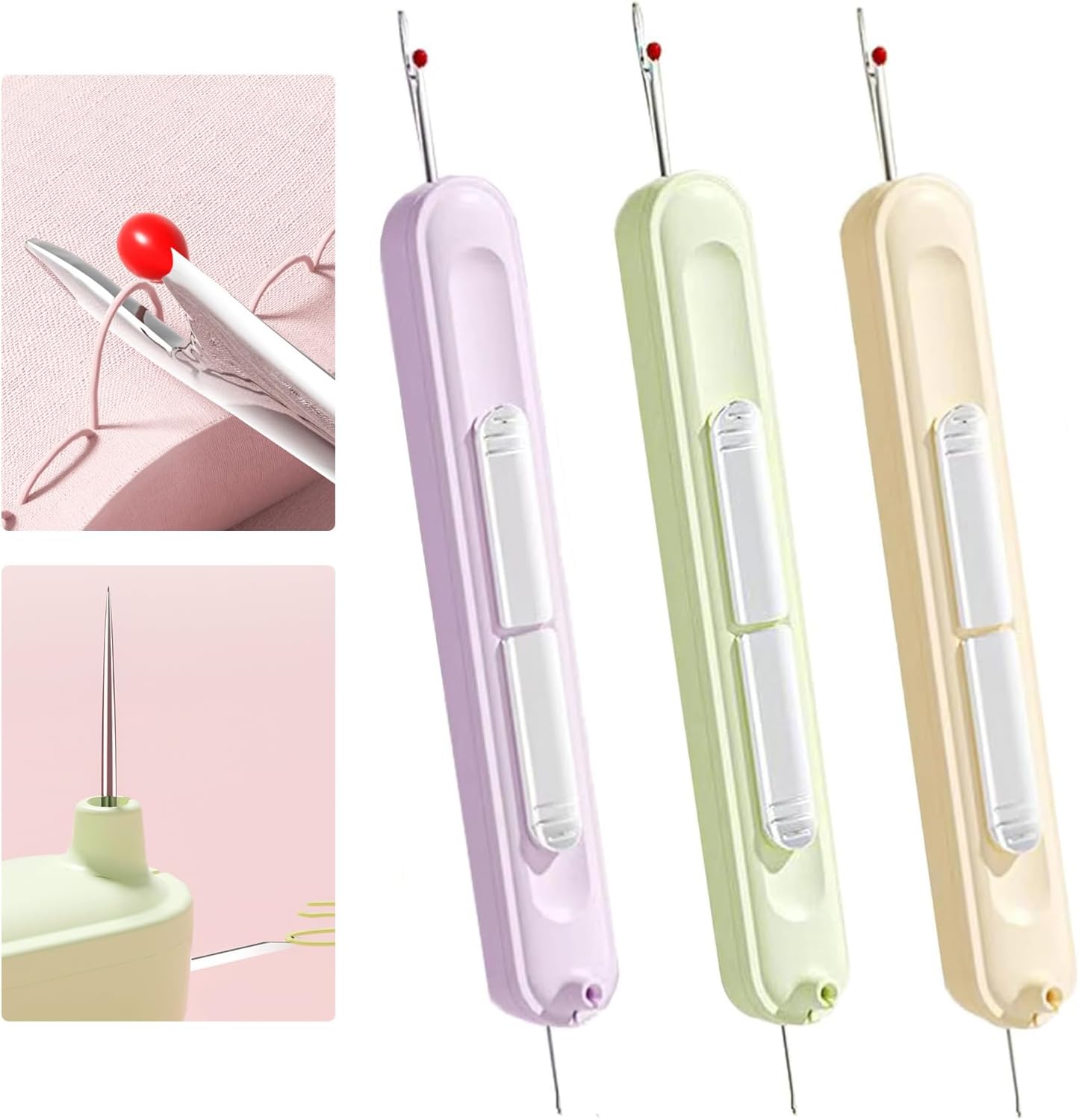 3-Pack Premium 2-in-1 Automatic Needle Threader & Seam Ripper Tool