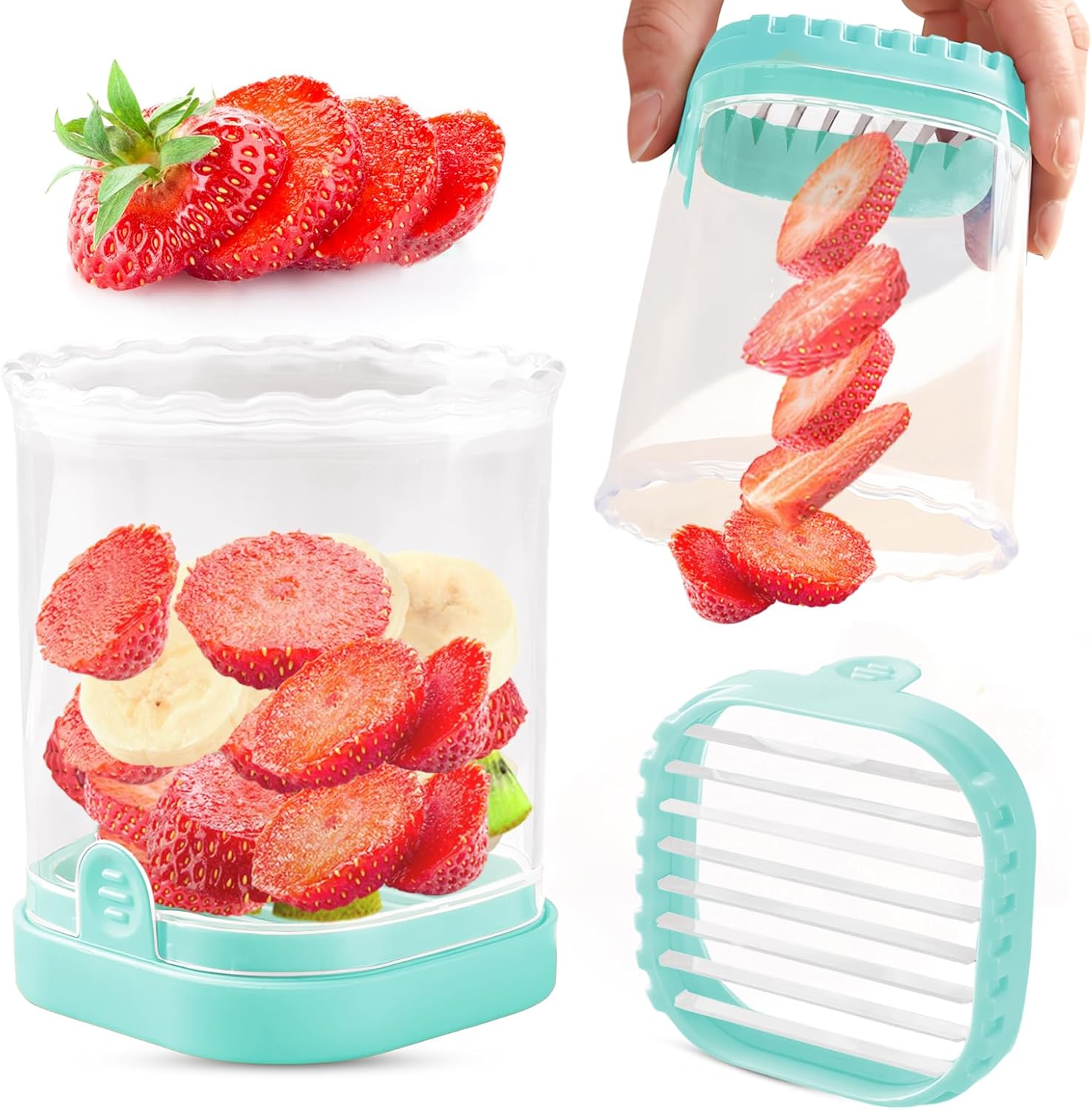 Creative Strawberry & Fruit Slicer - Detachable Cutter with Push Plate