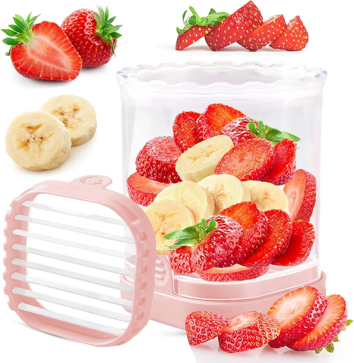 Creative Strawberry & Fruit Slicer - Detachable Cutter with Push Plate