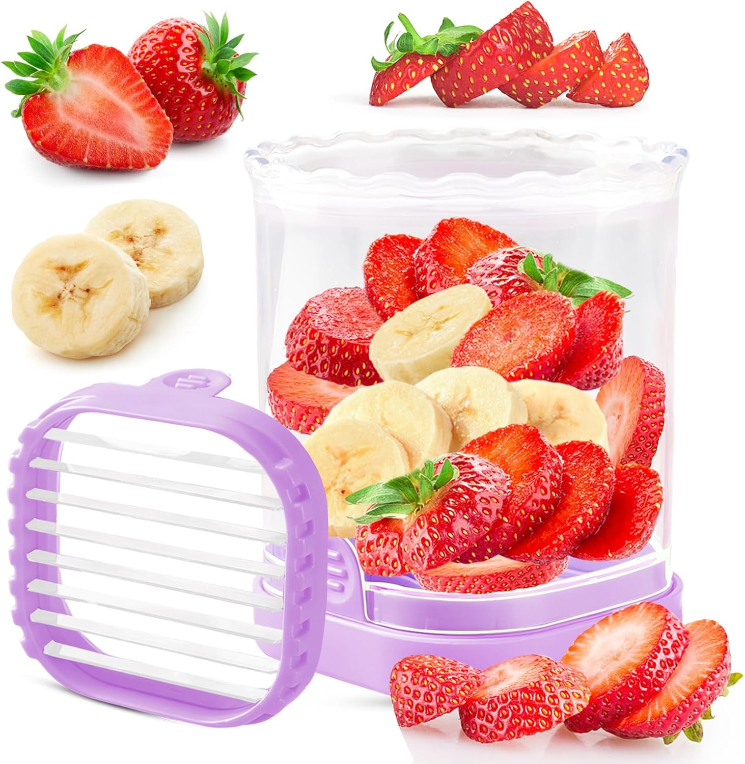 Creative Strawberry & Fruit Slicer - Detachable Cutter with Push Plate