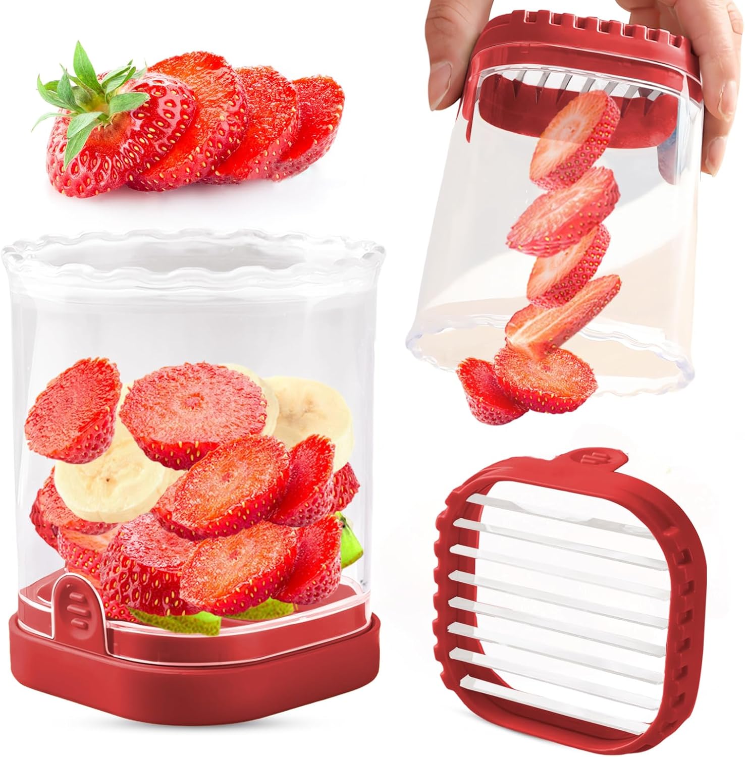 Creative Strawberry & Fruit Slicer - Detachable Cutter with Push Plate