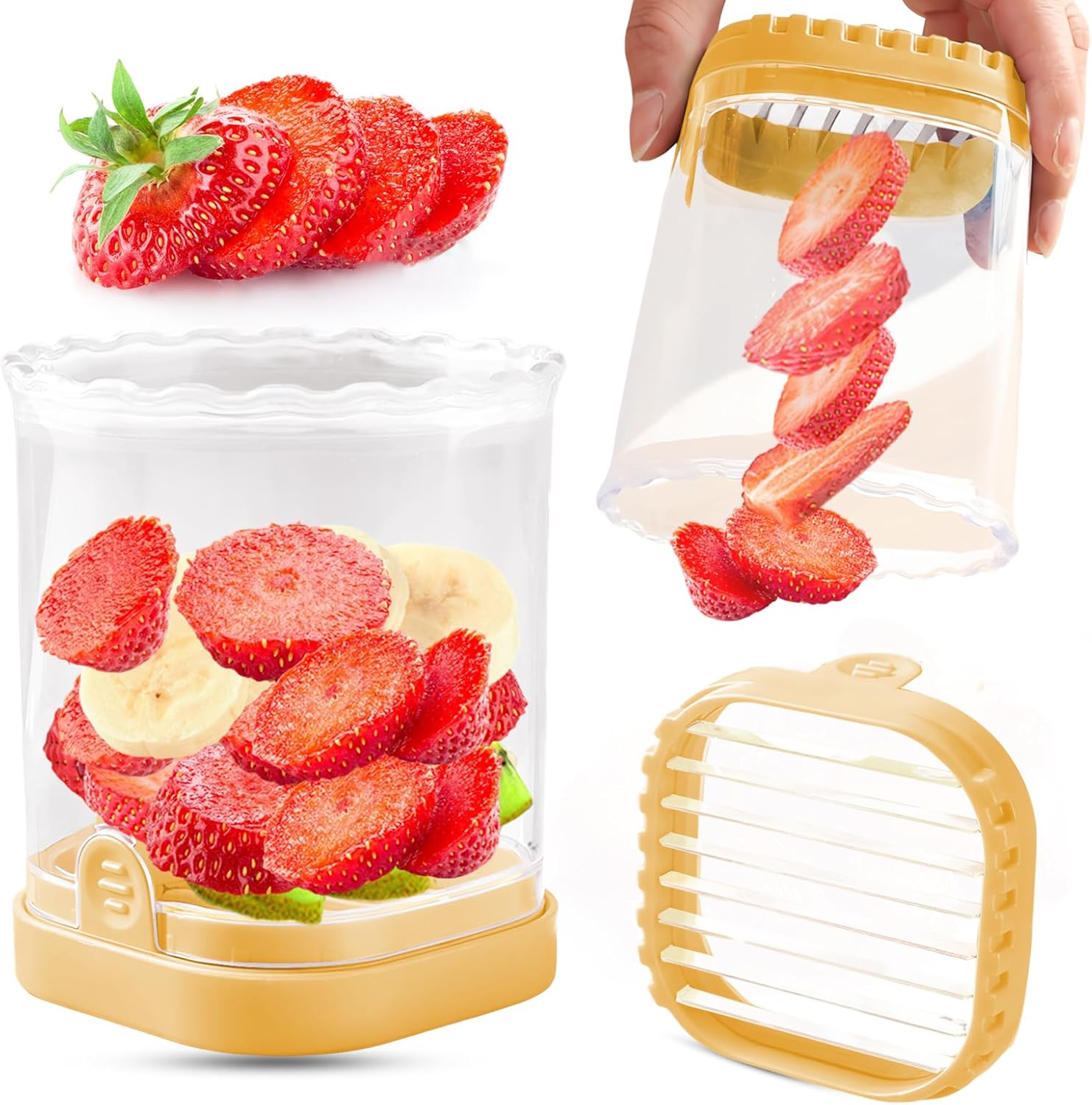 Creative Strawberry & Fruit Slicer - Detachable Cutter with Push Plate