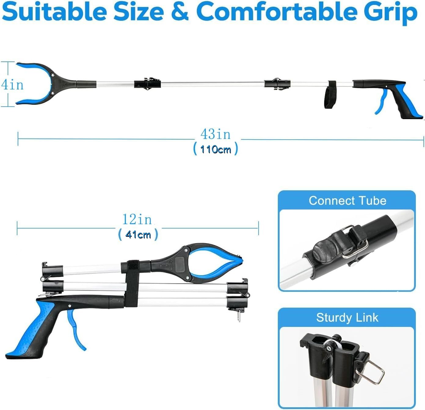 Grabber Reacher Tool - 43” Extra Long Foldable Gripper and Reaching Tool