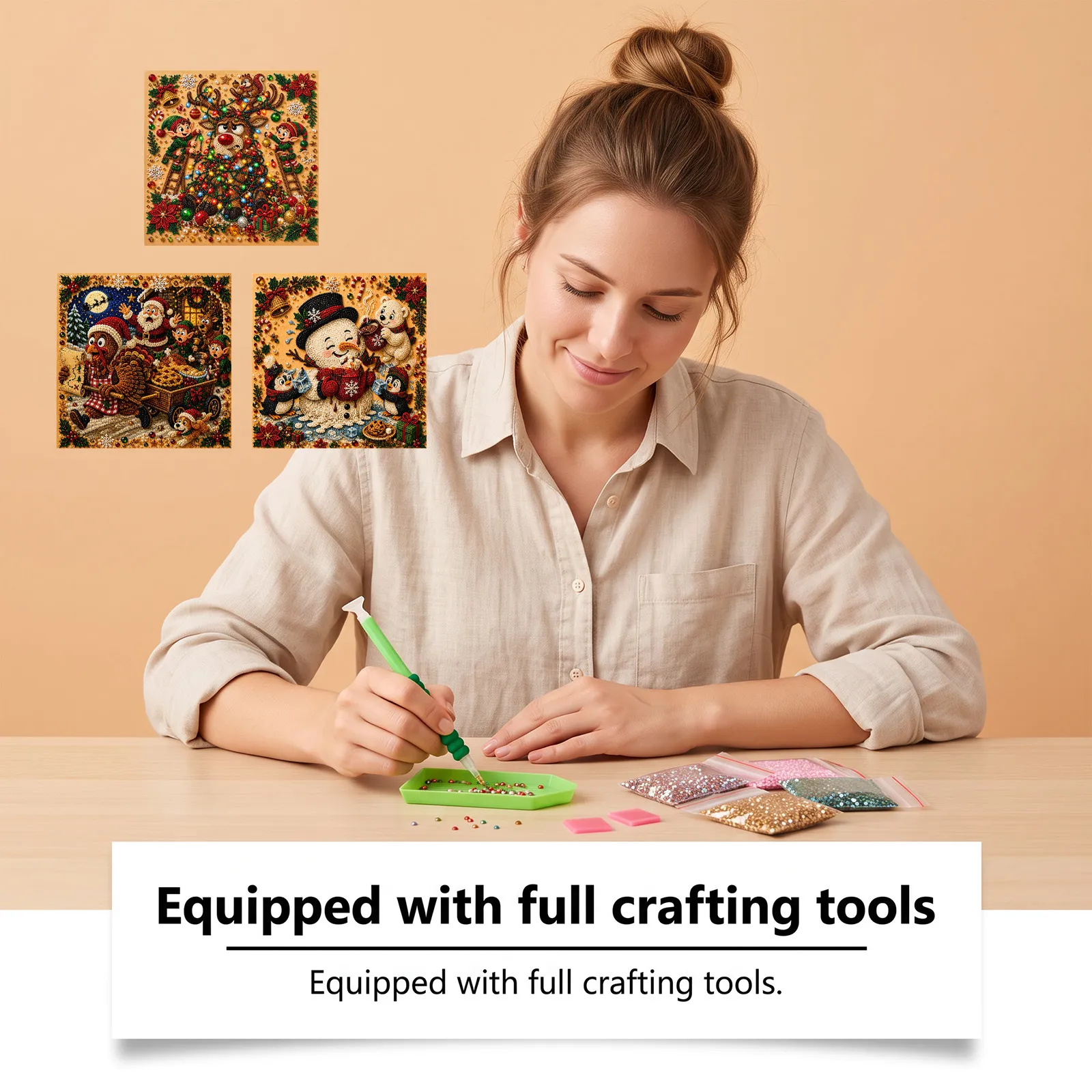 ✨Complete Craft Tools Holiday‐Themed Wooden Frame Decor Art