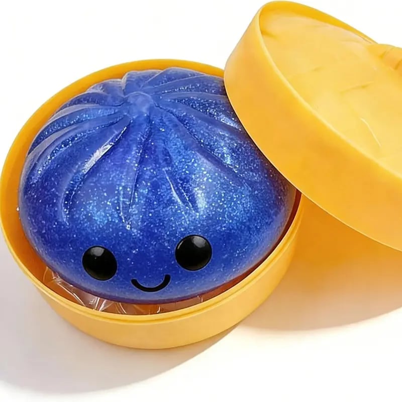 Glitter Dumpling Squishy Toy - Mega Rainbow Decompression Dough in Steamer Box