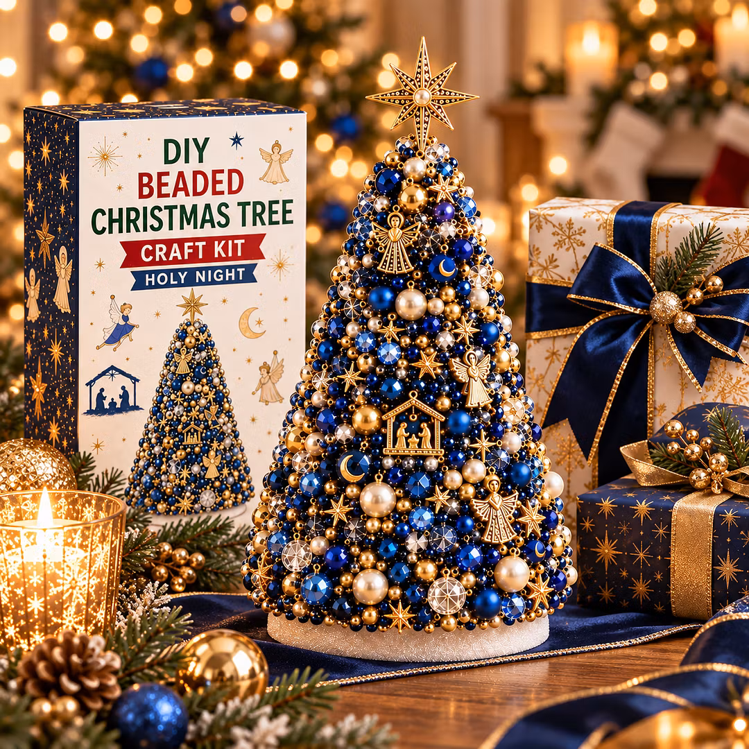 DIY Beaded Pearl Art Christmas Tree – Ornament Kit Holiday Decor