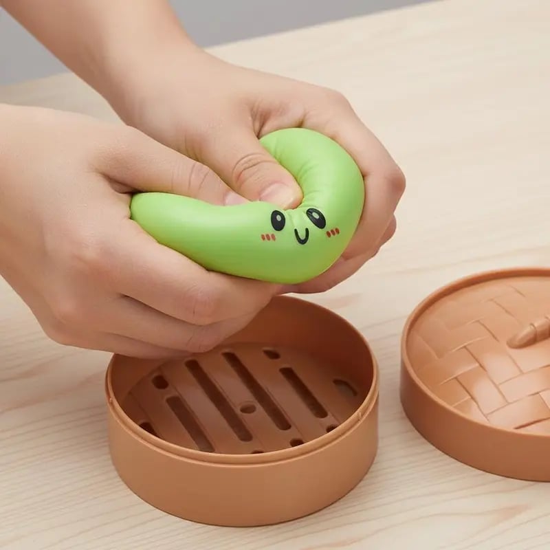 Glitter Dumpling Squishy Toy - Mega Rainbow Decompression Dough in Steamer Box