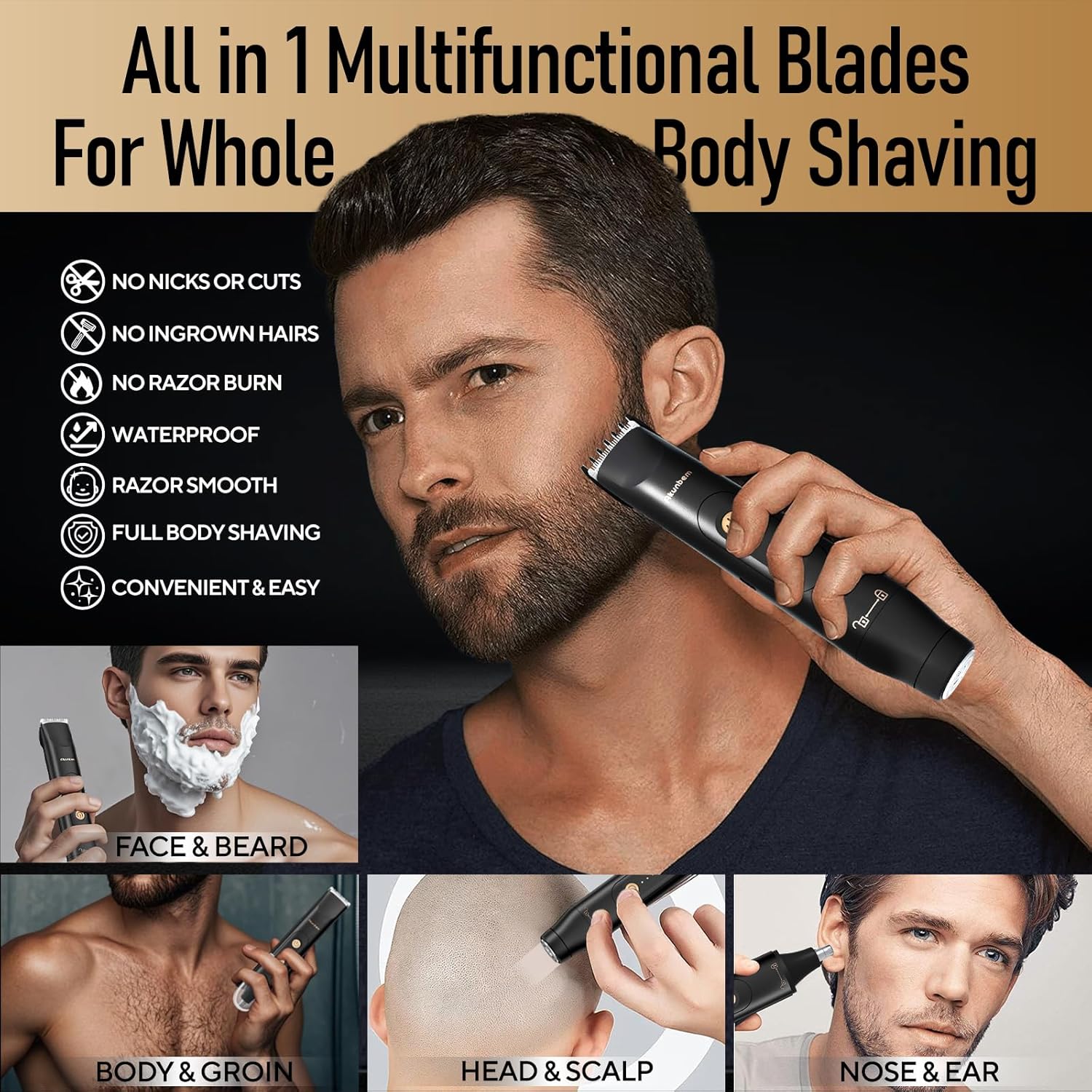 The Complete Precision Body & Groin Trimmer | All-in-One Skin-Safe Electric Shaver