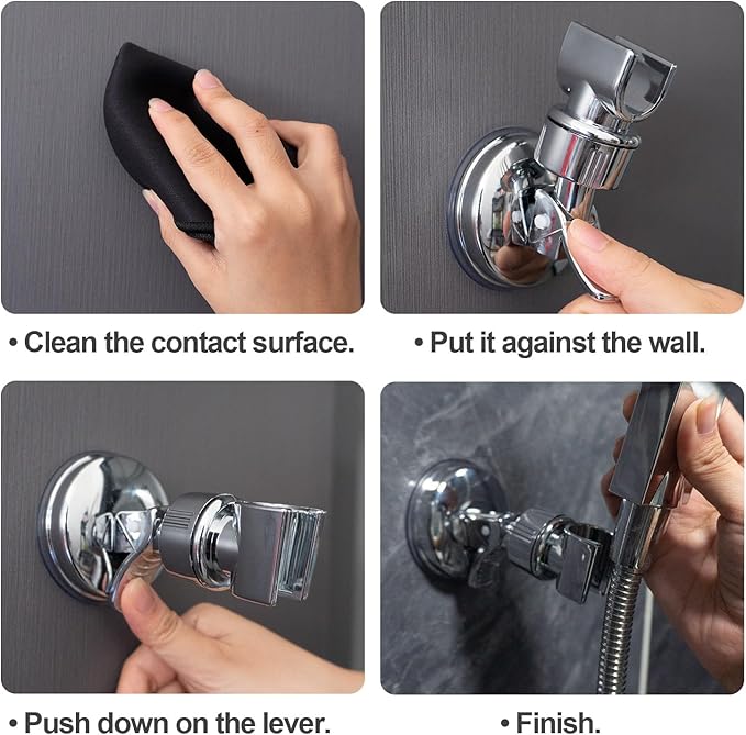 Détails du support de douche finition chrome premium