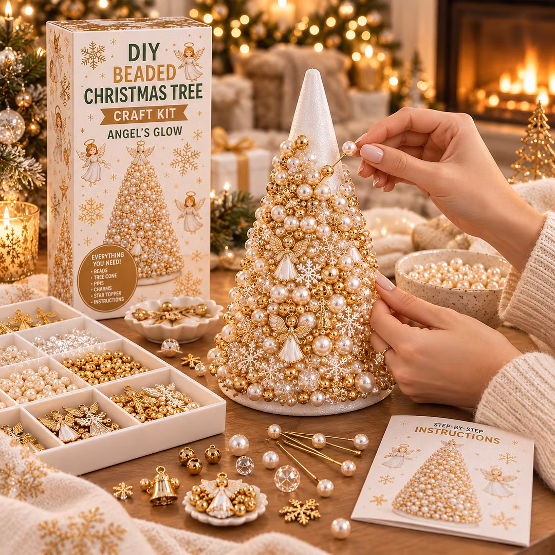 DIY Beaded Pearl Art Christmas Tree – Ornament Kit Holiday Decor