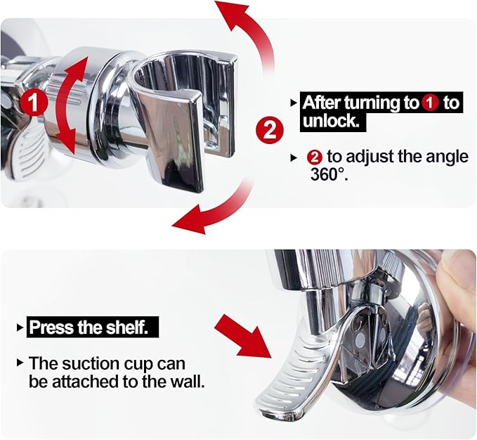 Support de douche à ventouse puissante sur mur