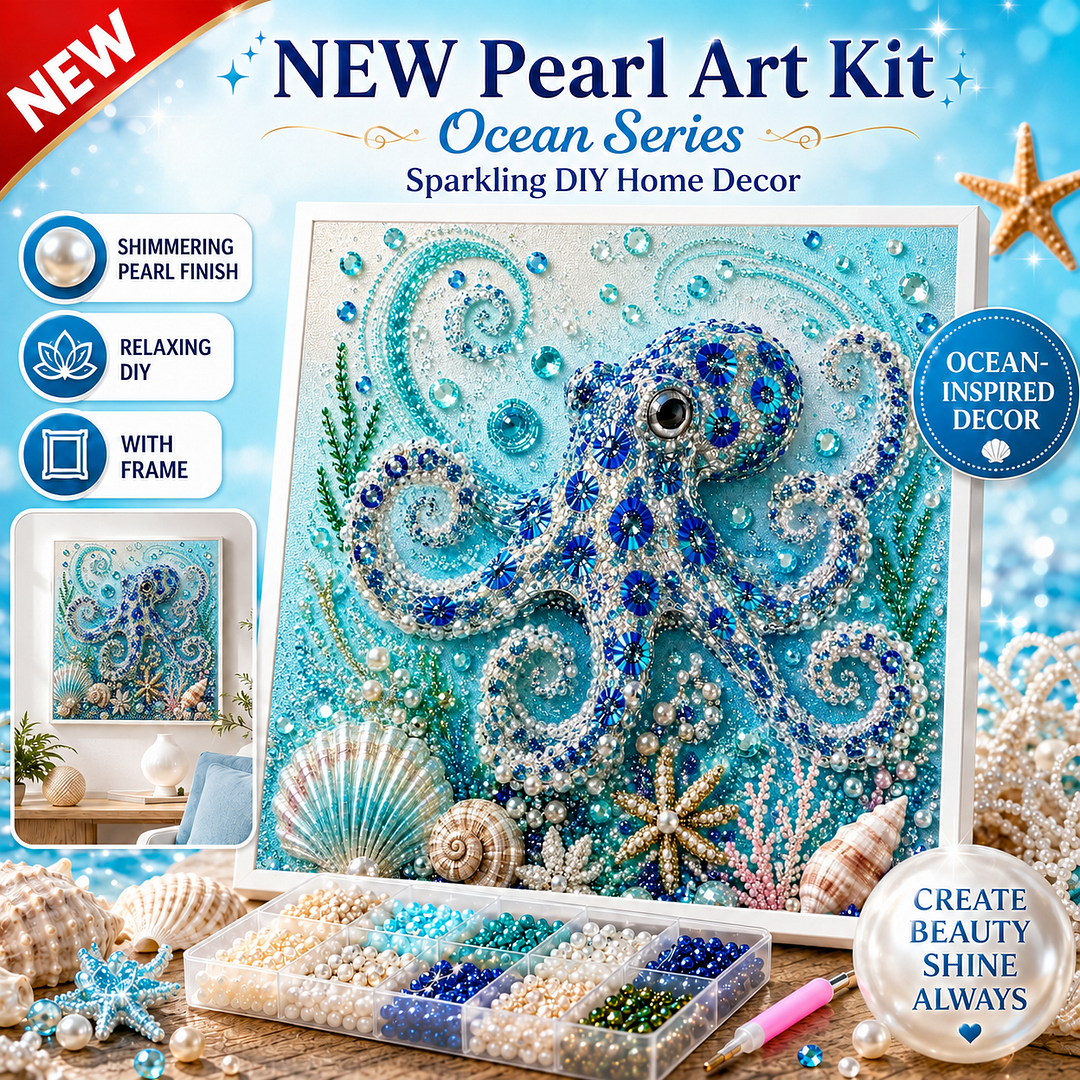 Framed Octopus - Pearls Painting Kit DIY Diamond Painting Pearl Dot Crafts 20x20CM