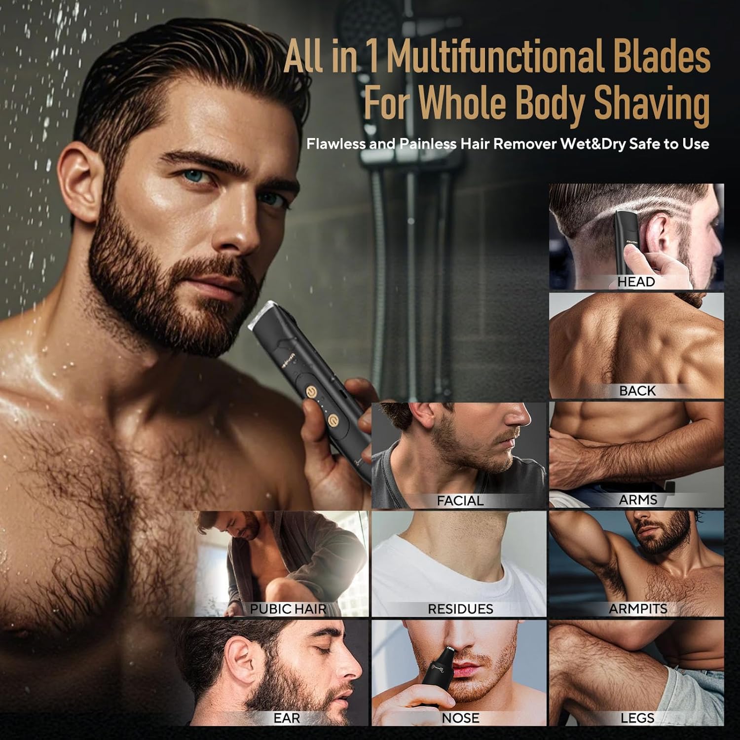 The Complete Precision Body & Groin Trimmer | All-in-One Skin-Safe Electric Shaver