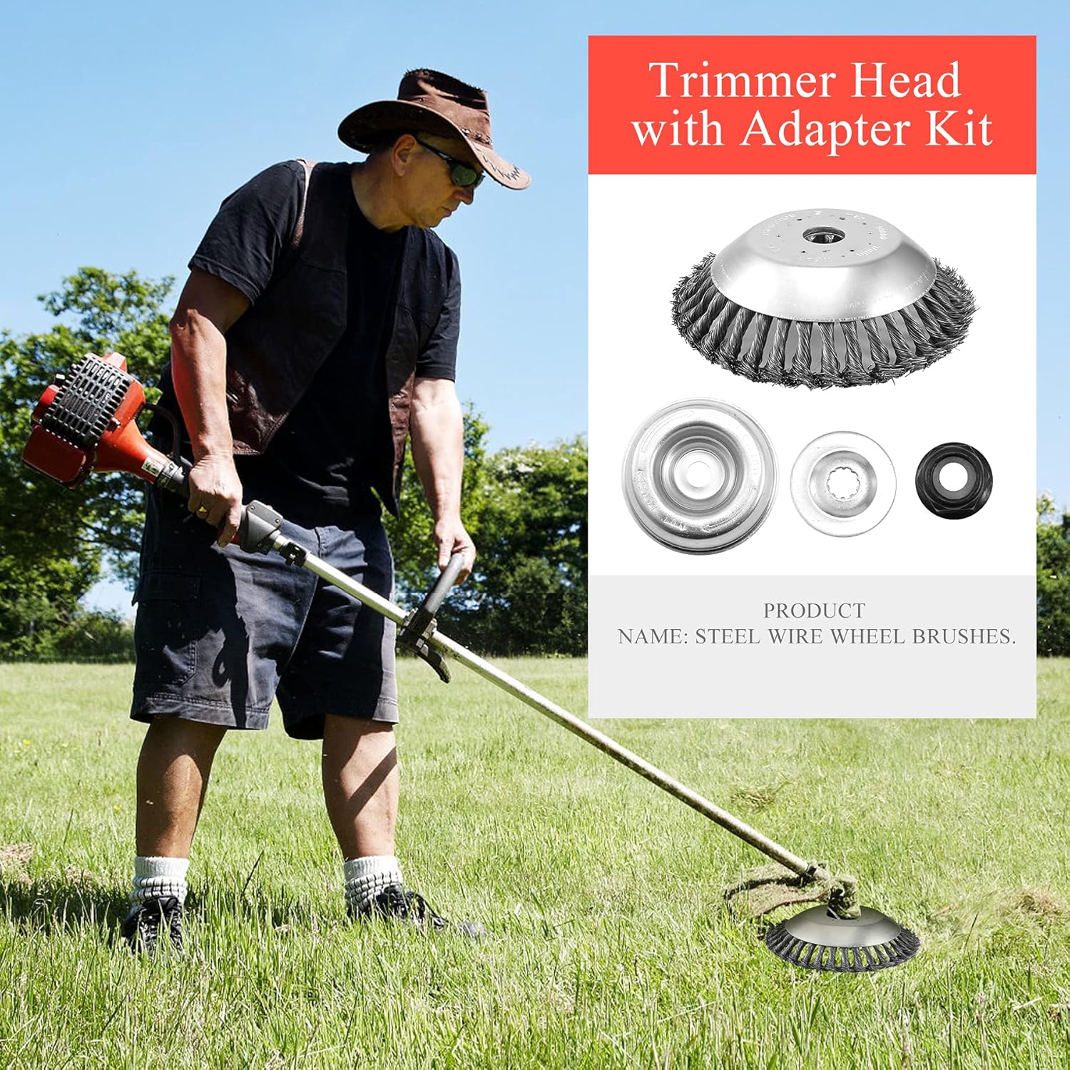 8 Inch Unbreakable Wired Trimmer Blade, Steel Wire Cutter Trimmer Head