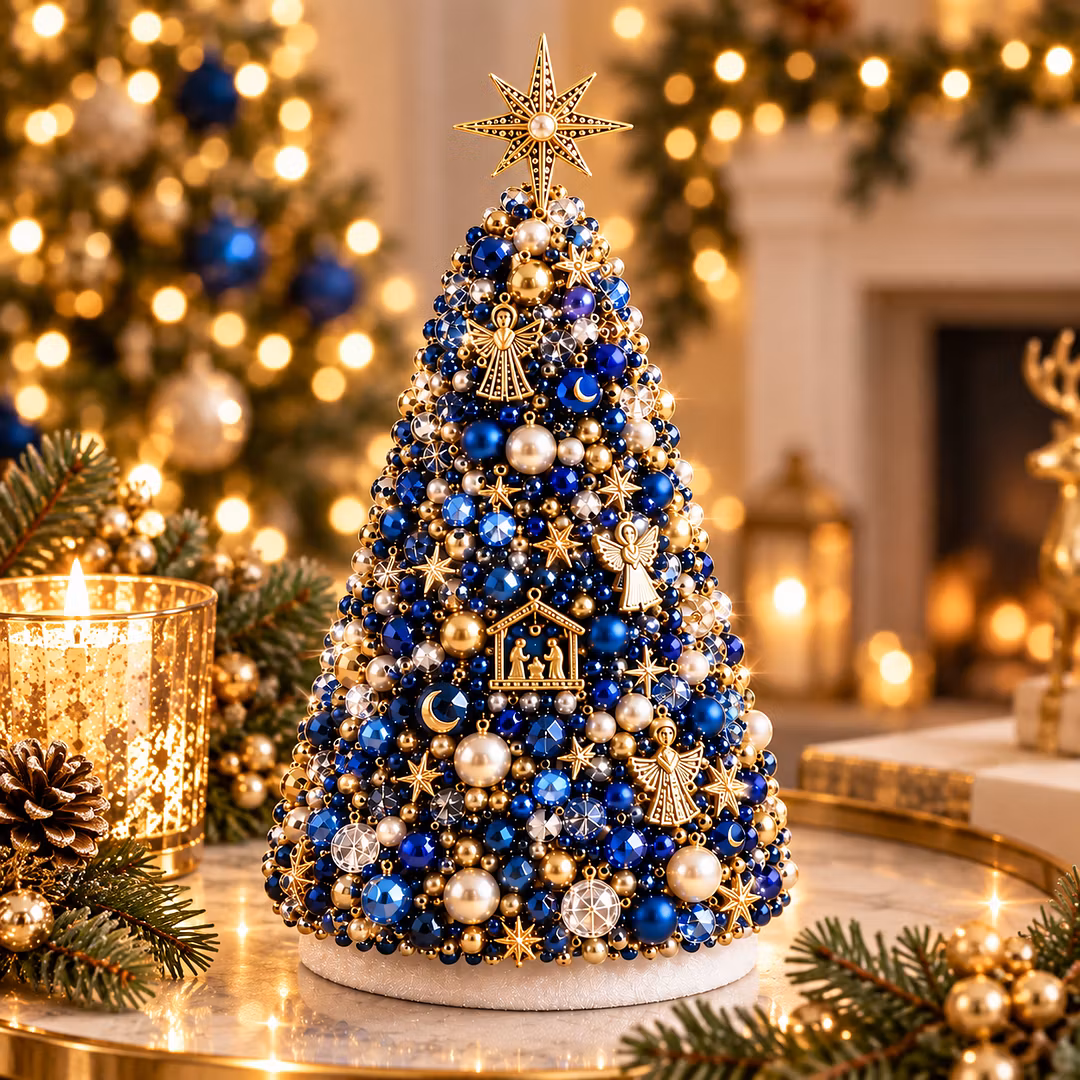 DIY Beaded Pearl Art Christmas Tree – Ornament Kit Holiday Decor