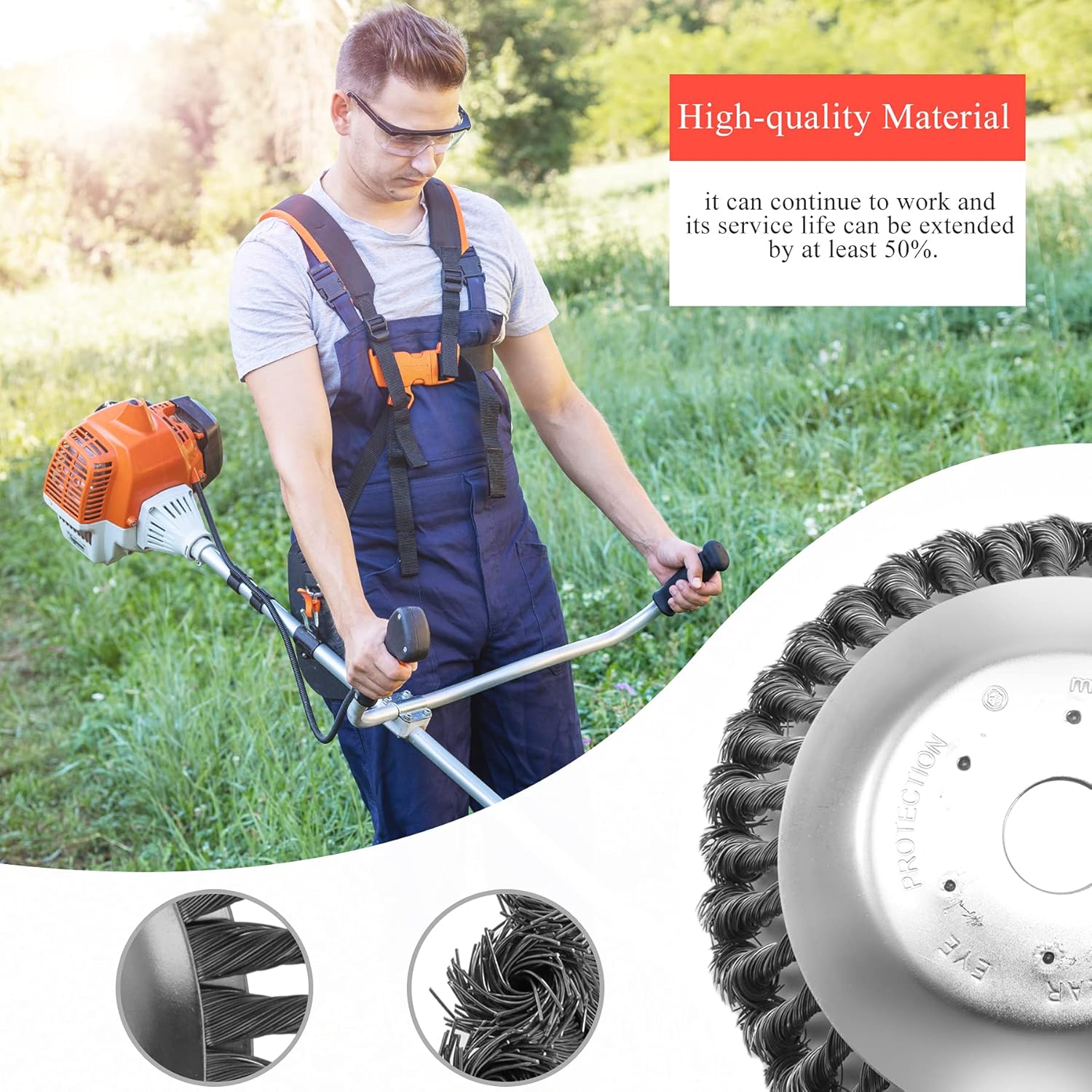 8 Inch Unbreakable Wired Trimmer Blade, Steel Wire Cutter Trimmer Head