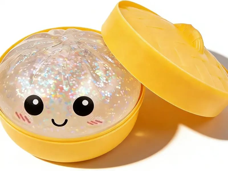 Glitter Dumpling Squishy Toy - Mega Rainbow Decompression Dough in Steamer Box