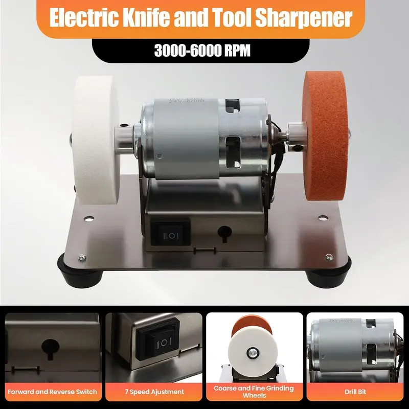 100W Mini Bench Grinder – Variable Speed Precision Grinding Tool for DIY & Metalworking