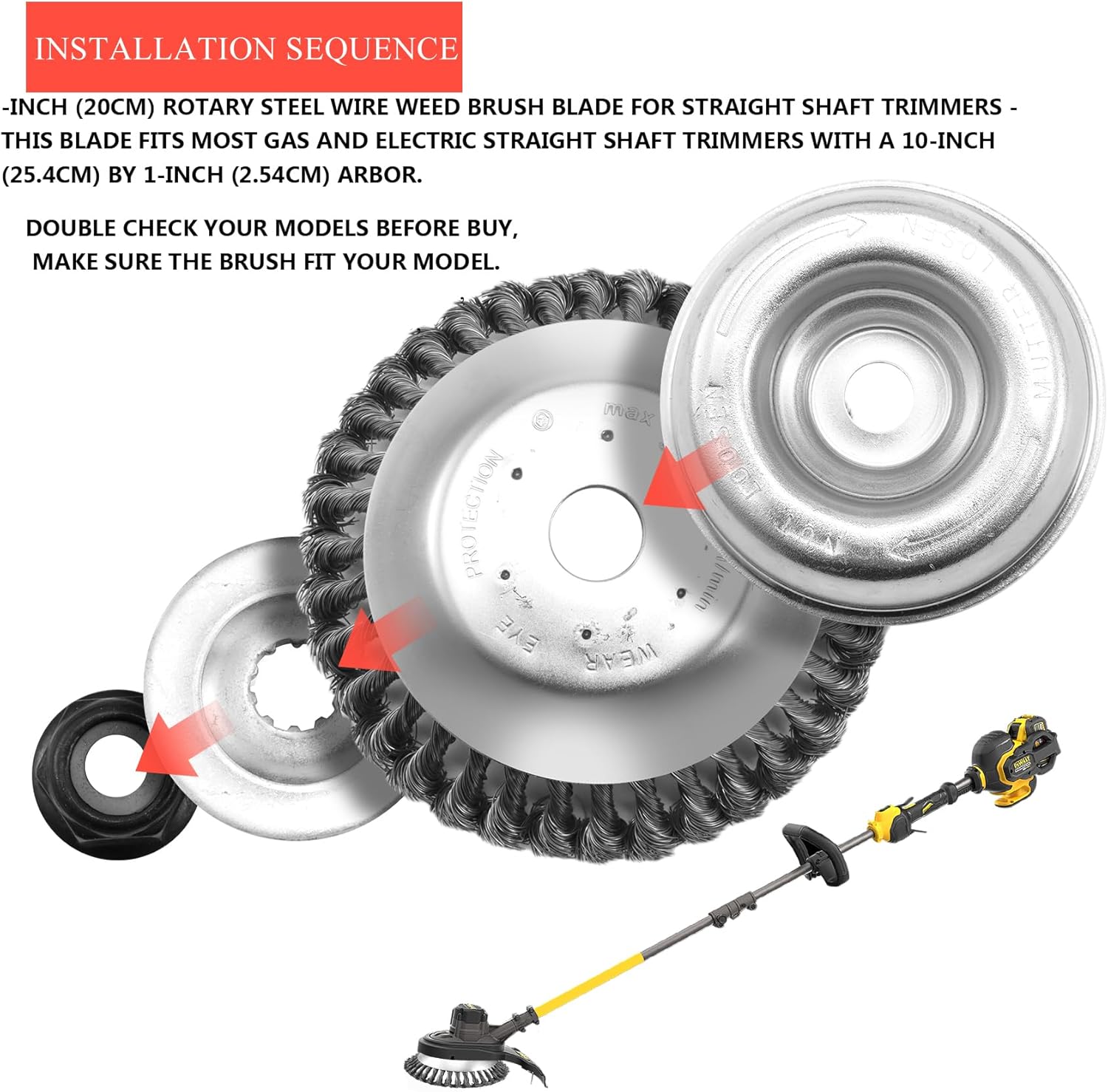 8 Inch Unbreakable Wired Trimmer Blade, Steel Wire Cutter Trimmer Head