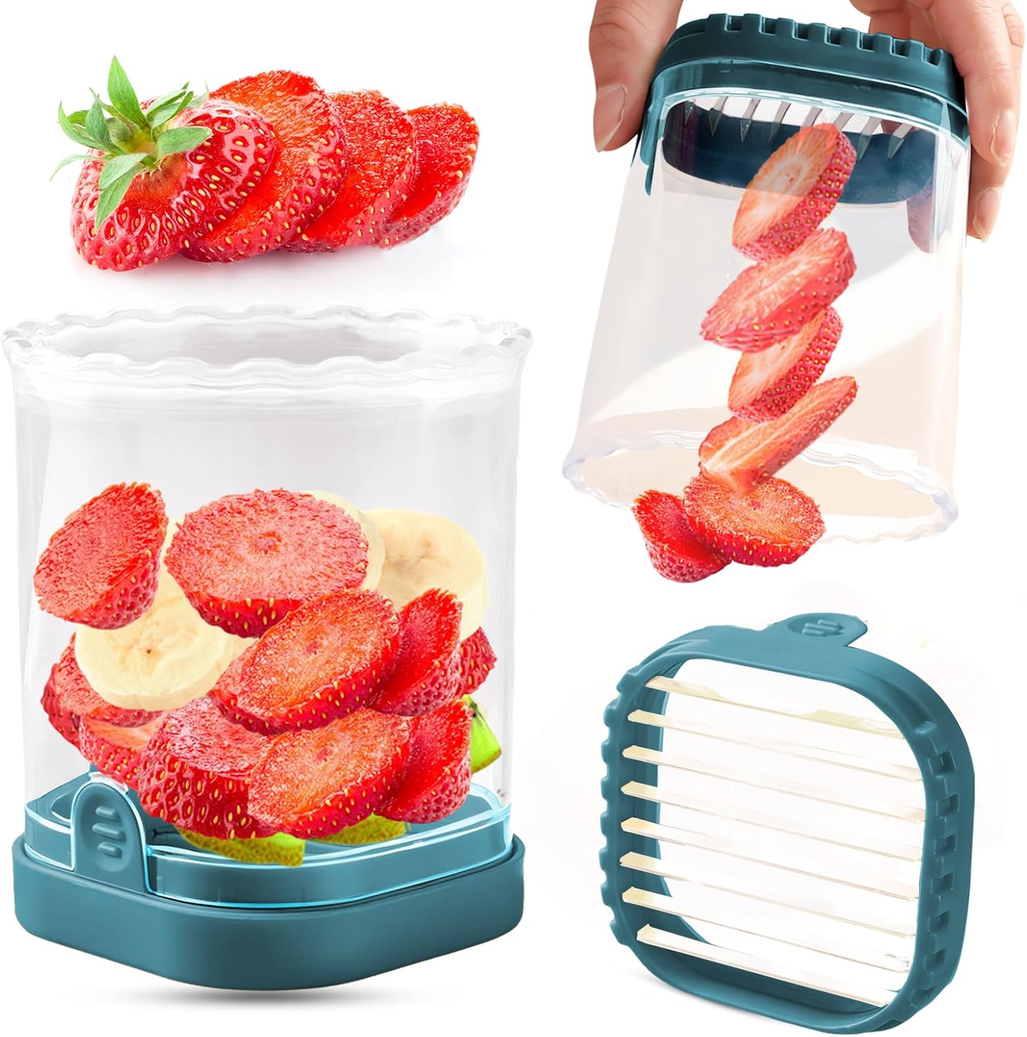 Creative Strawberry & Fruit Slicer - Detachable Cutter with Push Plate