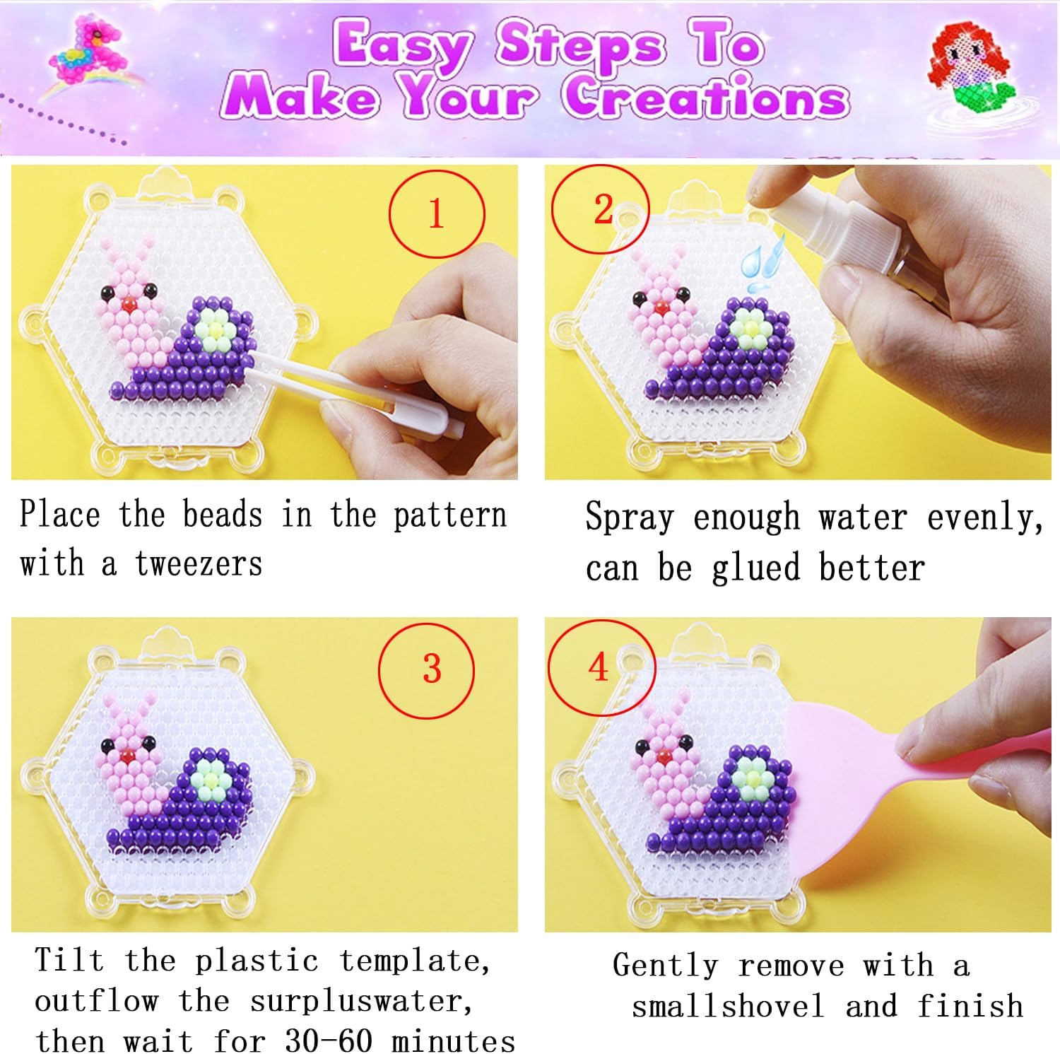 Aqua Water Mist Magic Beads Kit – 2200/3000Pcs No-Iron Fuse Bead Craft Set for Kids