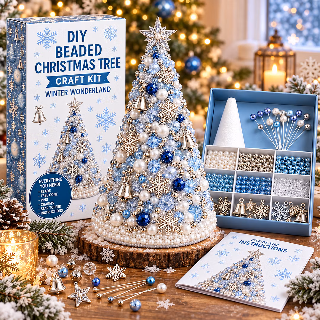 DIY Beaded Pearl Art Snowman Christmas Tree – Ornament Kit Holiday Decor