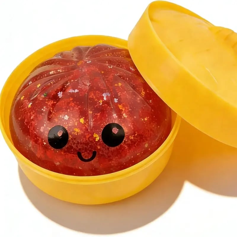 Glitter Dumpling Squishy Toy - Mega Rainbow Decompression Dough in Steamer Box