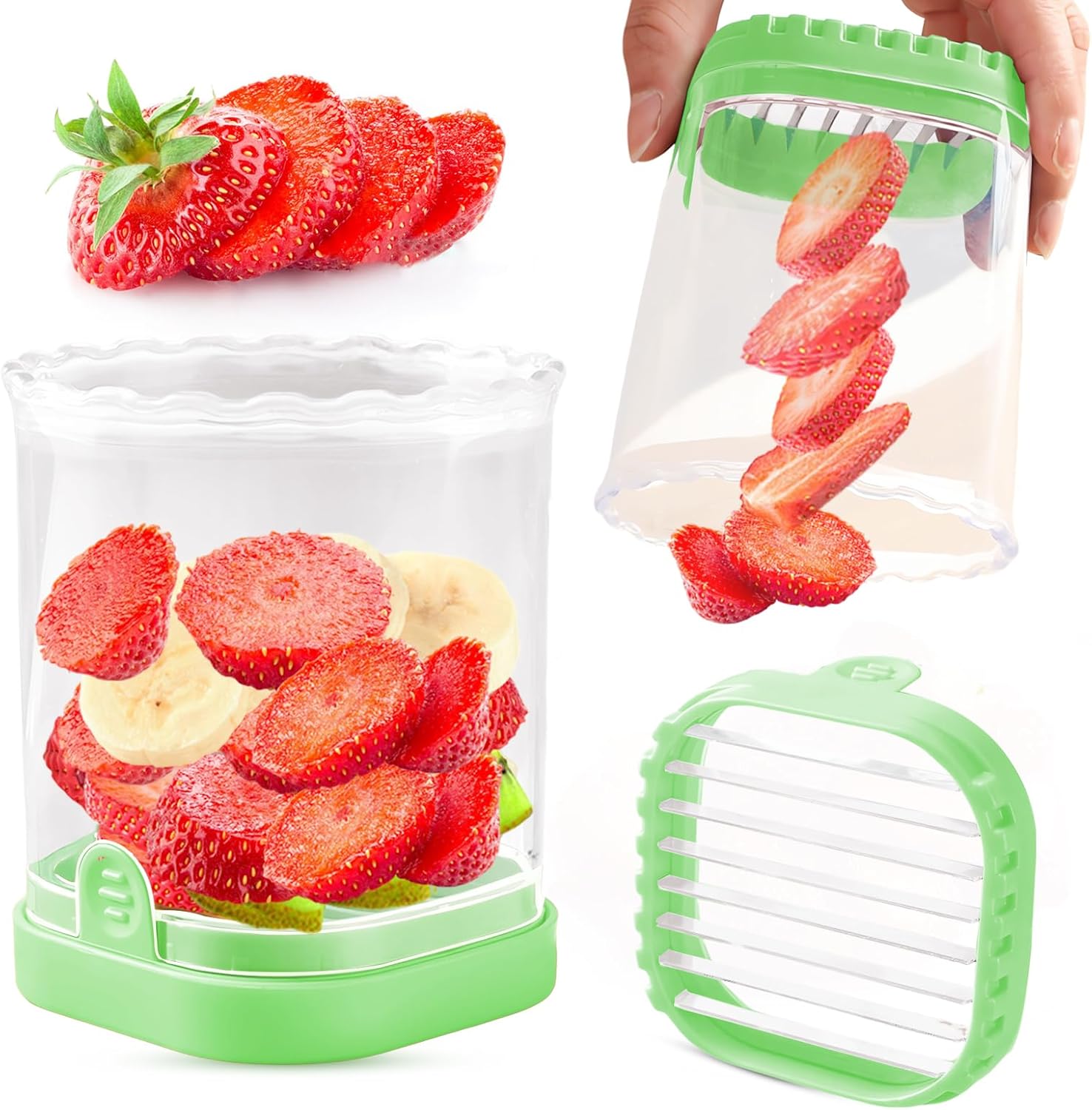 Creative Strawberry & Fruit Slicer - Detachable Cutter with Push Plate
