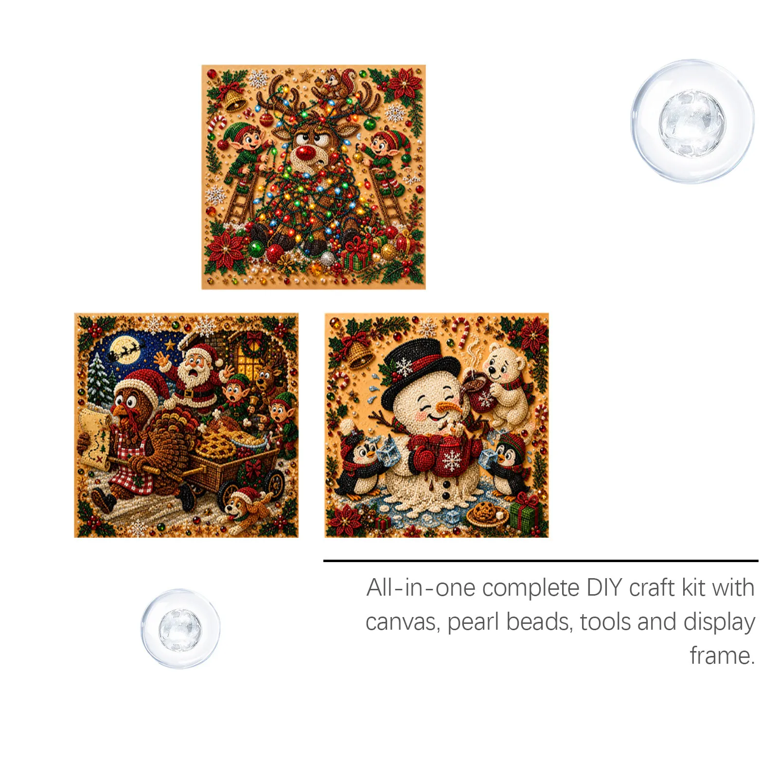✨Complete Craft Tools Holiday‐Themed Wooden Frame Decor Art