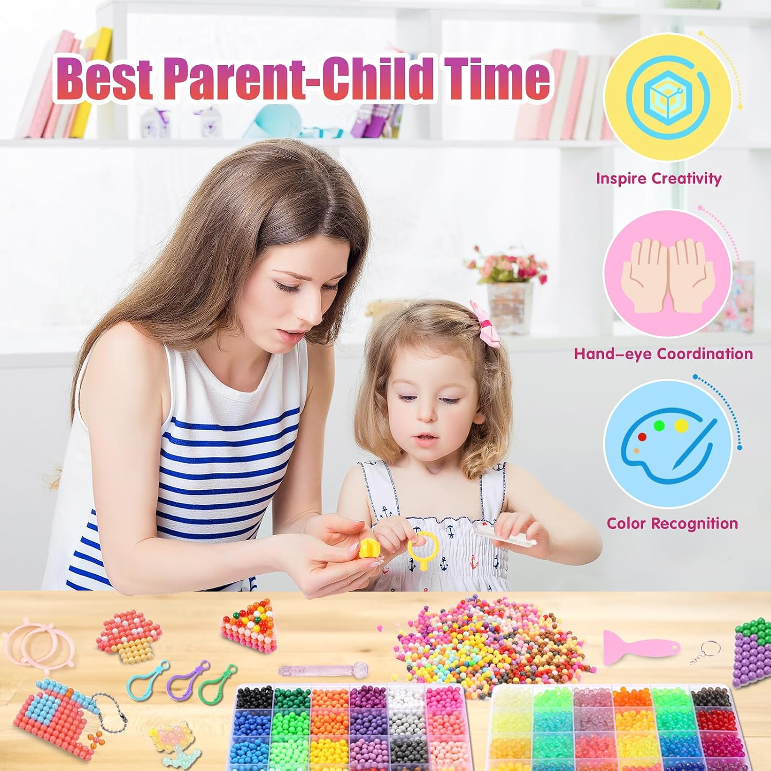 Aqua Water Mist Magic Beads Kit – 2200/3000Pcs No-Iron Fuse Bead Craft Set for Kids