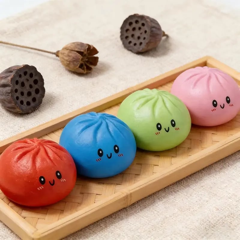 Glitter Dumpling Squishy Toy - Mega Rainbow Decompression Dough in Steamer Box