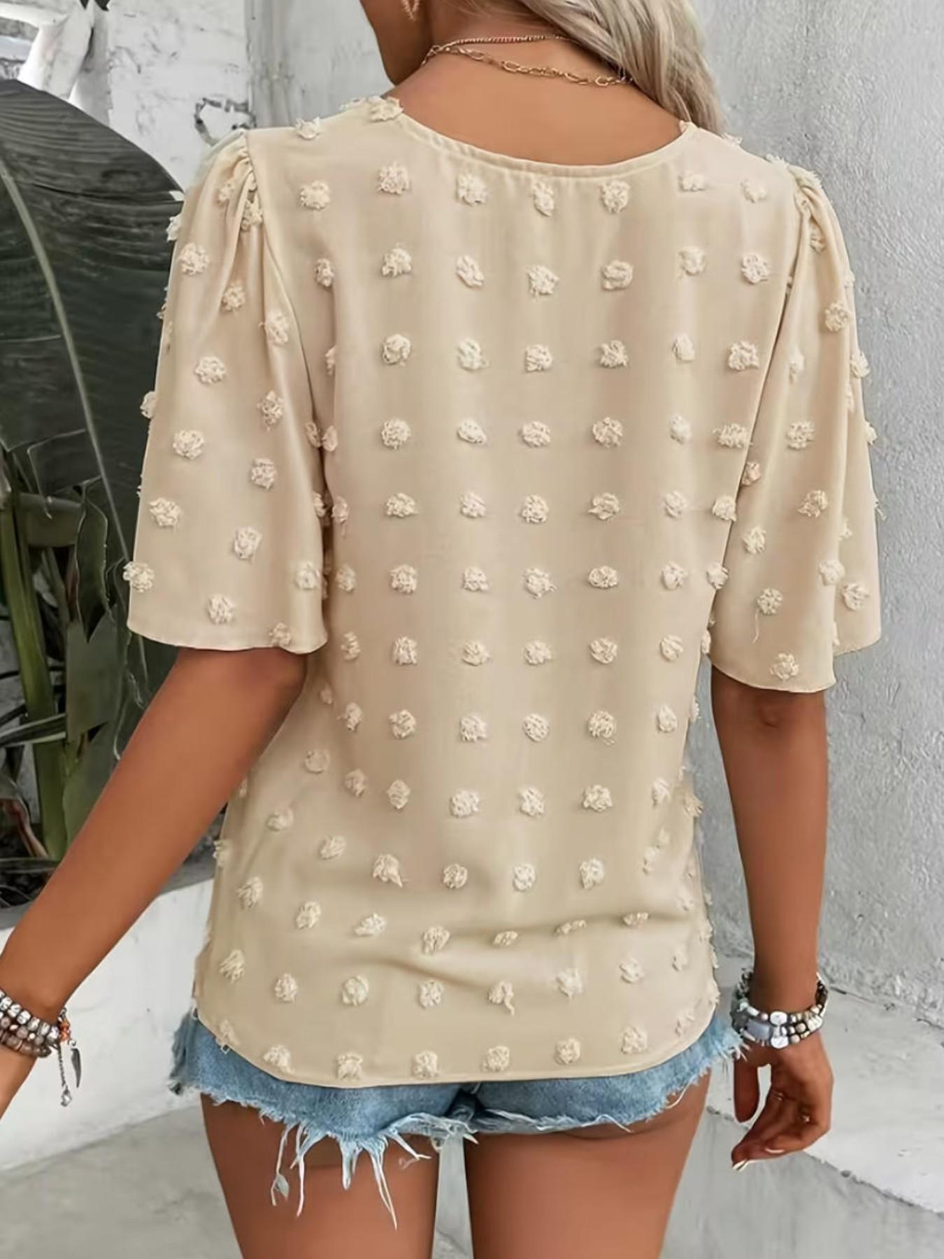 Elegant Swiss Dot Lace Butterfly Sleeve Shirt. Long Sleeve Commuter Top. Loose Fit Casual Summer Blouse for Women Elegant Swiss Dot Lace Butterfly Sleeve Shirt. Long Sleeve Commuter Top. Loose Fit Casual Summer Blouse for Women