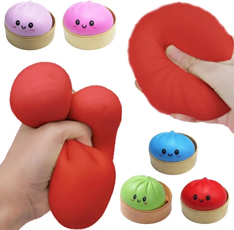 Glitter Dumpling Squishy Toy - Mega Rainbow Decompression Dough in Steamer Box