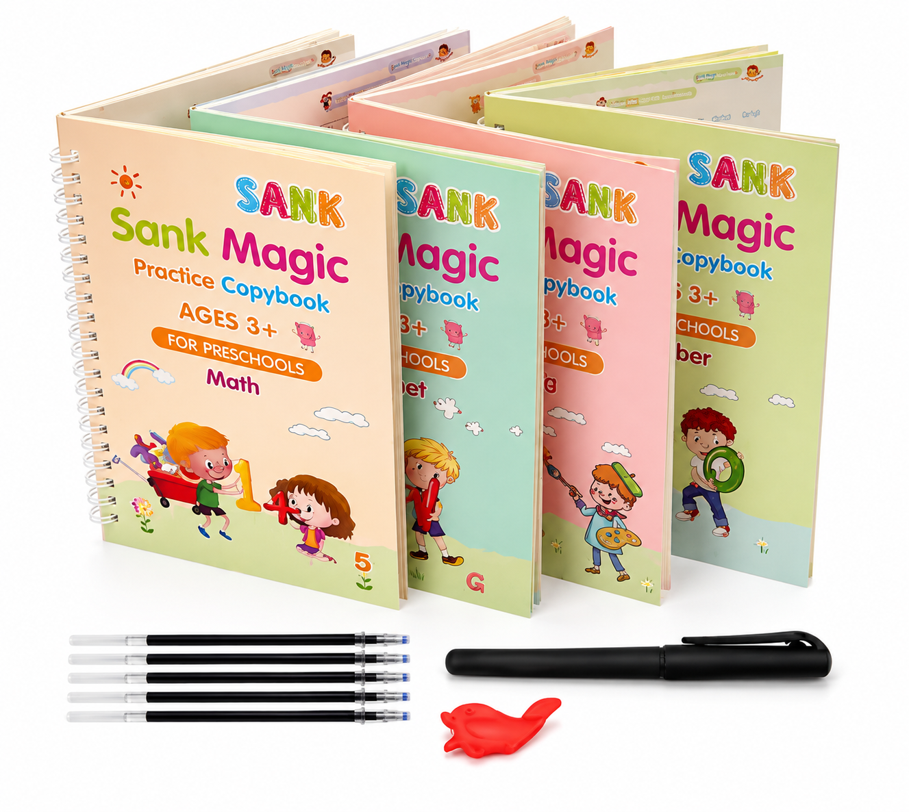 WriteMagic — Reusable Handwriting Practice Kit for Kids | 4 Books + Pen Set | Best Gift for Kids