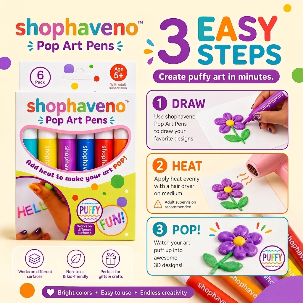 shophaveno™ 3D Relief Art Pen – Turn Flat Drawings Into Touchable 3D Art