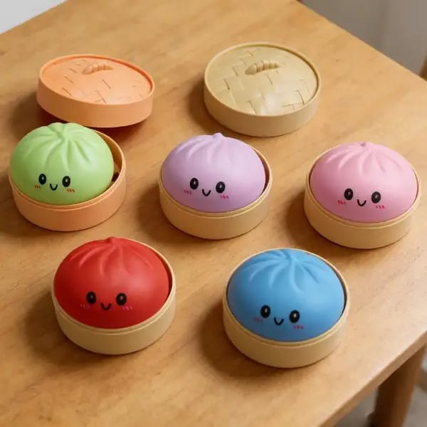 Glitter Dumpling Squishy Toy - Mega Rainbow Decompression Dough in Steamer Box
