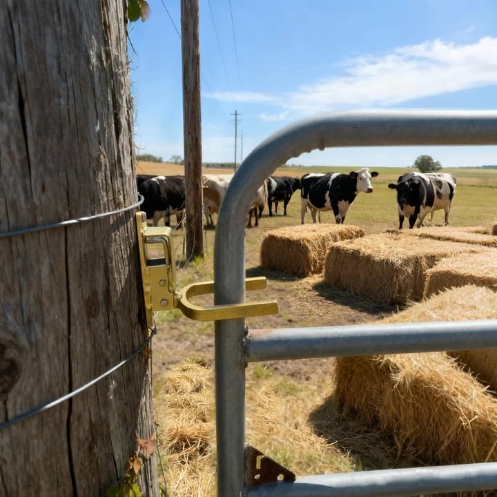 🔥LAST DAY 49% OFF🔥Instant Locking Gate Latch – Prevents Cattle, Sheep & Horses From Escaping