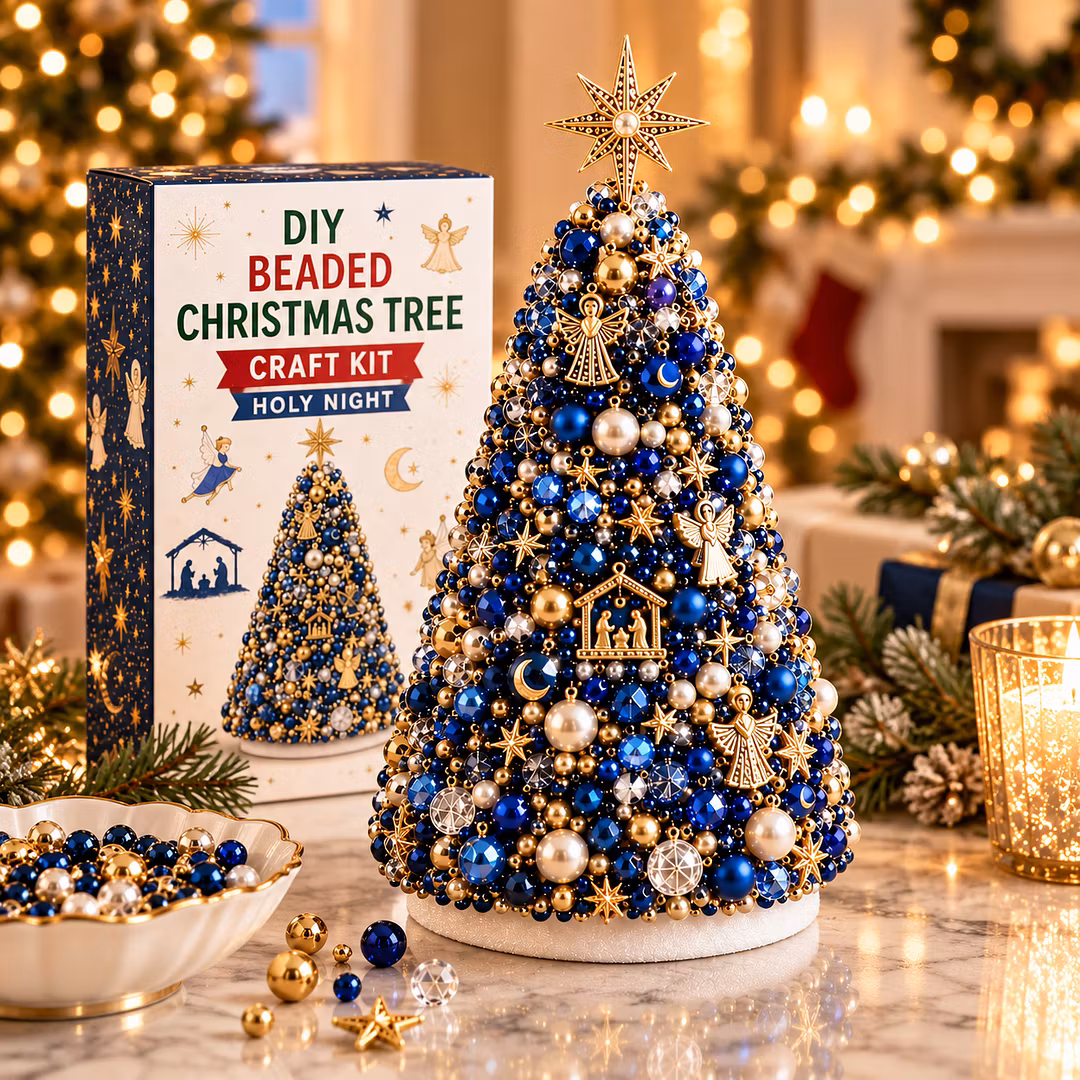 DIY Beaded Pearl Art Christmas Tree – Ornament Kit Holiday Decor