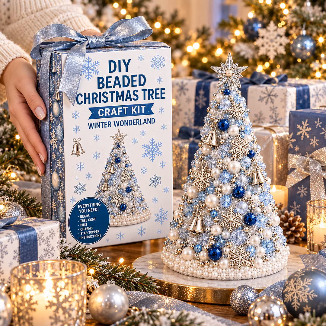 DIY Beaded Pearl Art Christmas Tree – Ornament Kit Holiday Decor