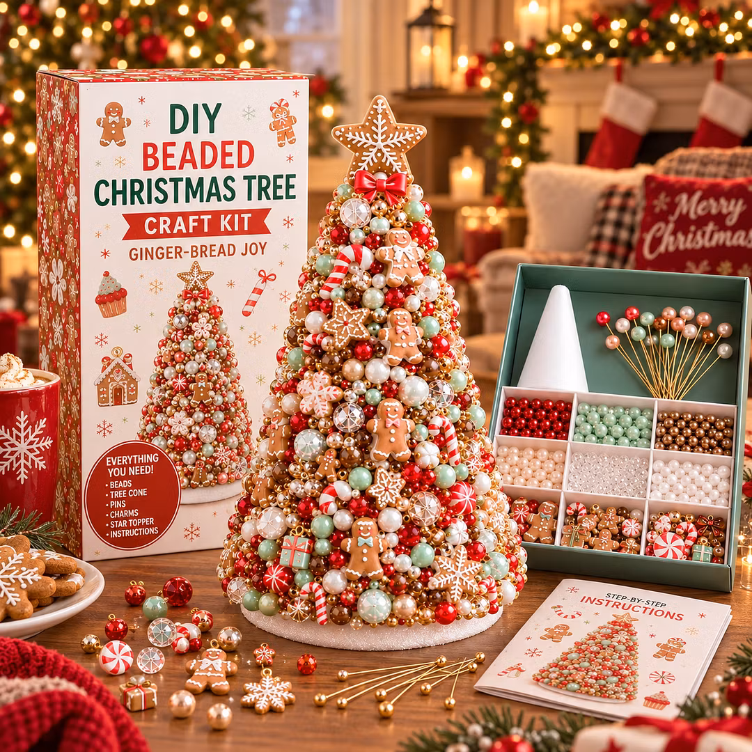 DIY Beaded Pearl Art Christmas Tree – Ornament Kit Holiday Decor
