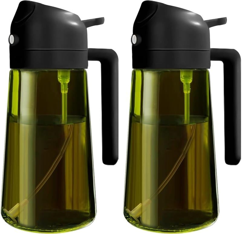 2 Count 2 in 1  Oil Sprayer for Cooking 16oz/470ml Light-Blocking Dark