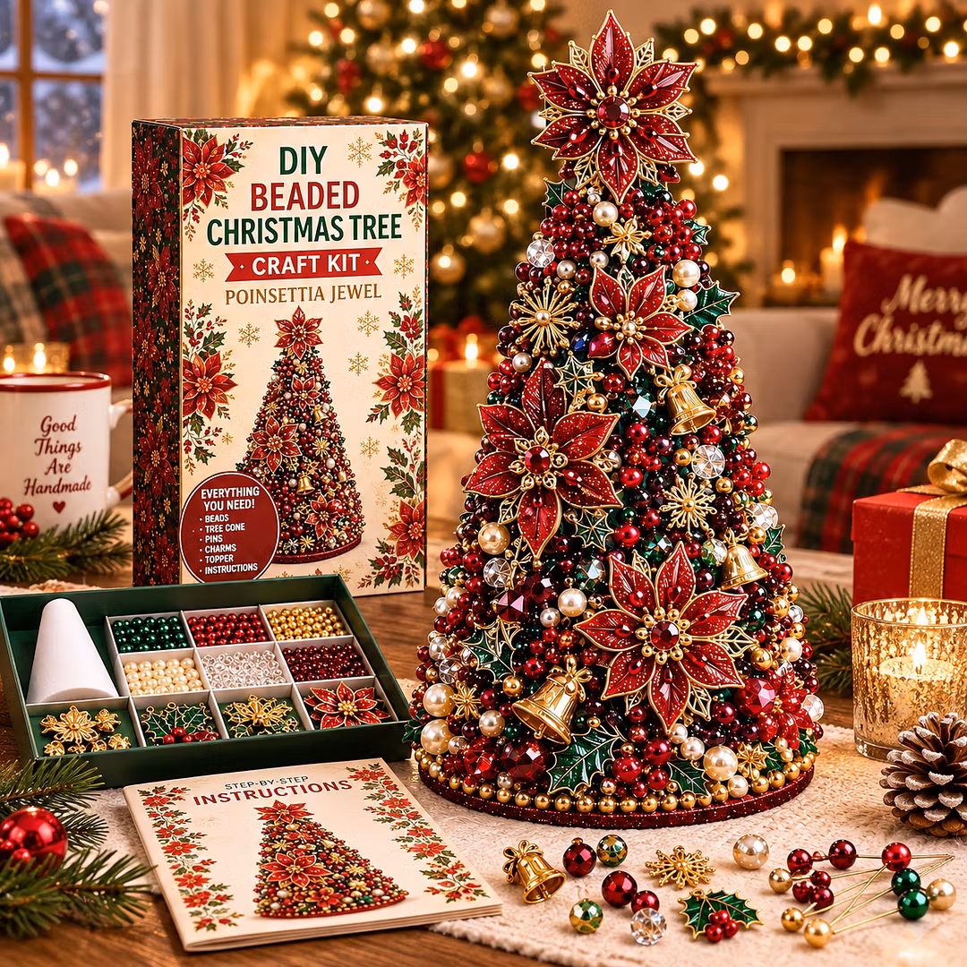 DIY Beaded Pearl Art Christmas Tree – Ornament Kit Holiday Decor