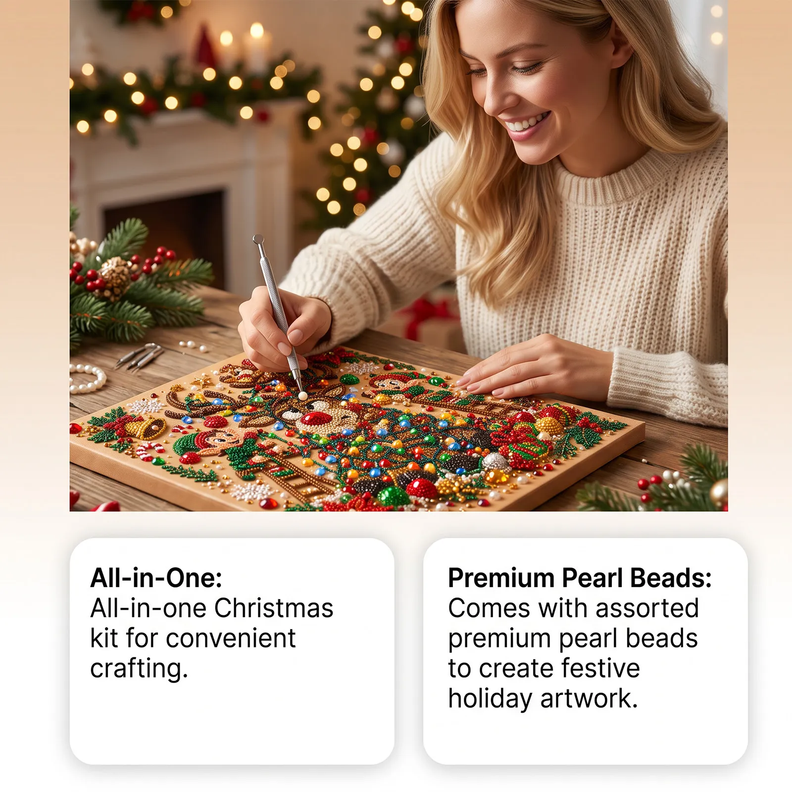 ✨Complete Craft Tools Holiday‐Themed Wooden Frame Decor Art
