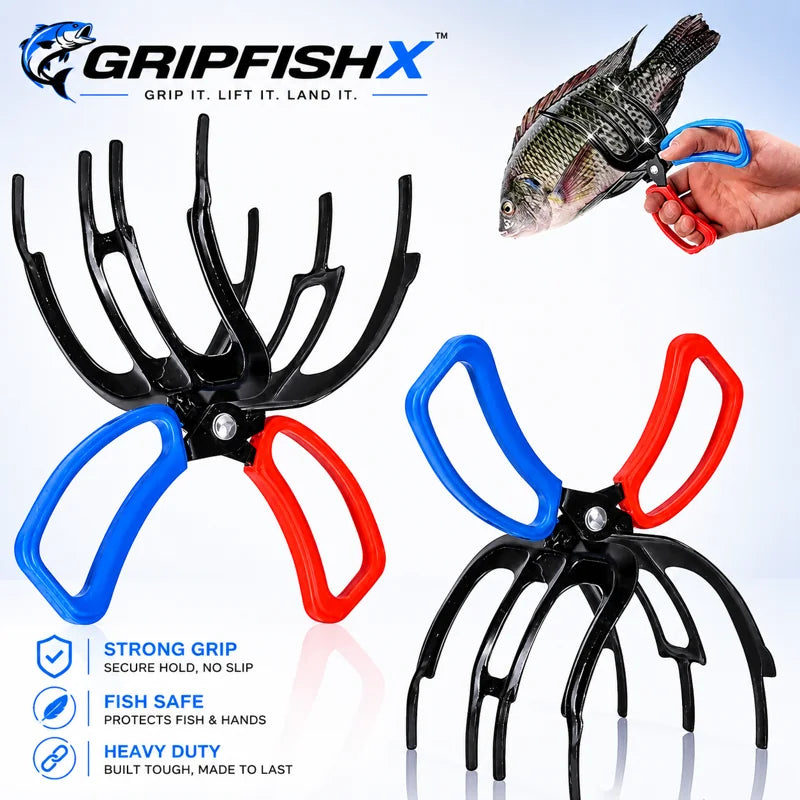 Hands-Free Metal Fish Gripper - Large/Small Size 21cm(8.3") with Built-in Cutter | Non-Slip Handle, No-Touch Catch & Release