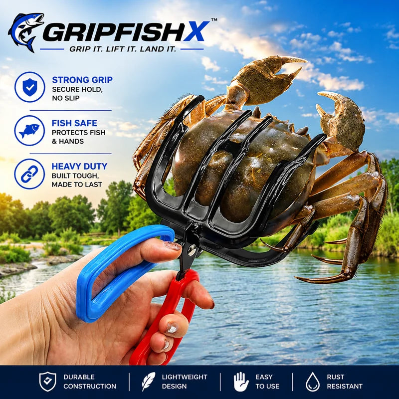 Hands-Free Metal Fish Gripper - Large/Small Size 21cm(8.3") with Built-in Cutter | Non-Slip Handle, No-Touch Catch & Release