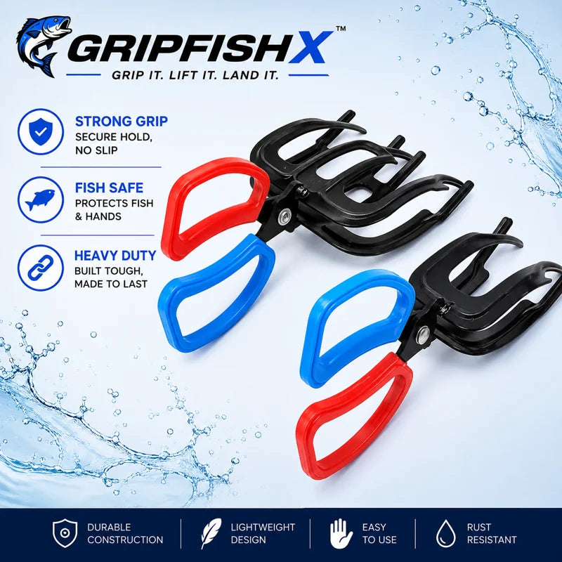 Hands-Free Metal Fish Gripper - Large/Small Size 21cm(8.3") with Built-in Cutter | Non-Slip Handle, No-Touch Catch & Release