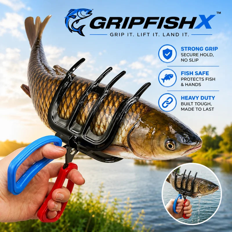 Hands-Free Metal Fish Gripper - Large/Small Size 21cm(8.3") with Built-in Cutter | Non-Slip Handle, No-Touch Catch & Release