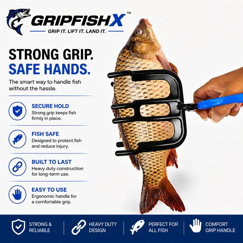 Hands-Free Metal Fish Gripper - Large/Small Size 21cm(8.3") with Built-in Cutter | Non-Slip Handle, No-Touch Catch & Release