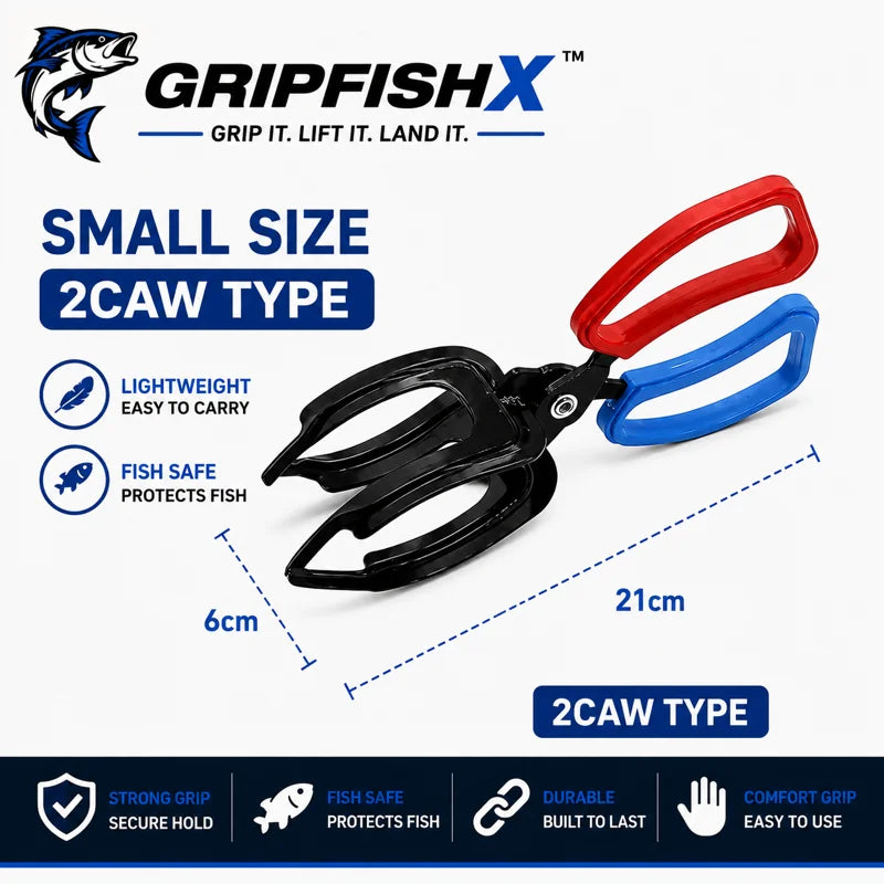 Hands-Free Metal Fish Gripper - Large/Small Size 21cm(8.3") with Built-in Cutter | Non-Slip Handle, No-Touch Catch & Release