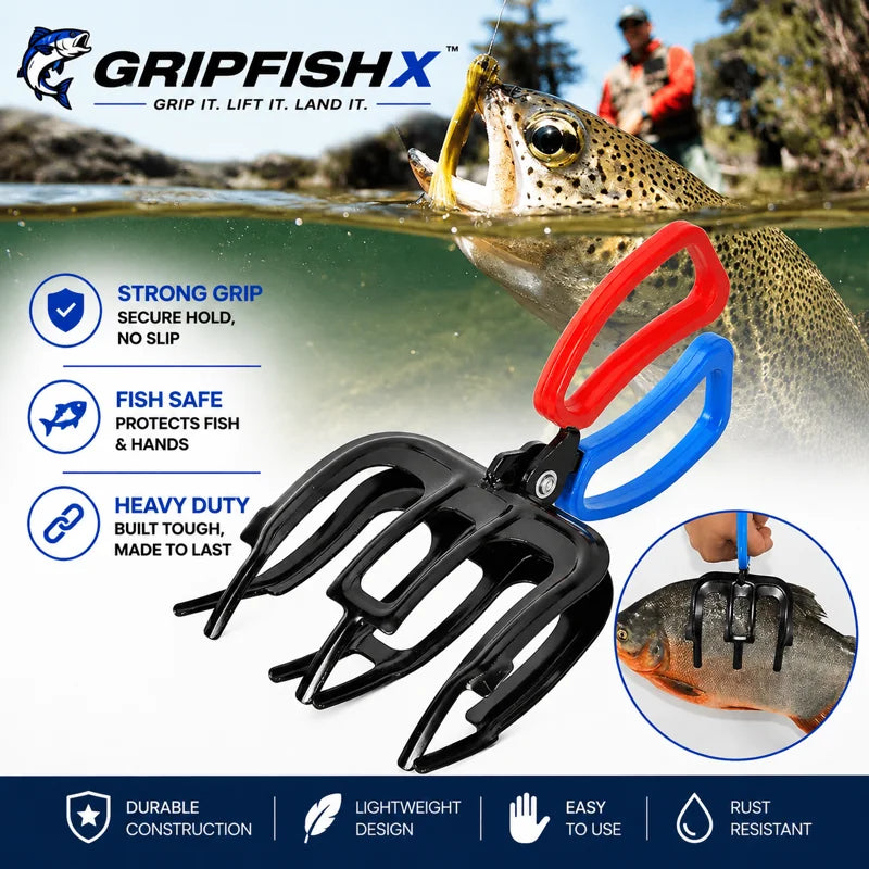 Hands-Free Metal Fish Gripper - Large/Small Size 21cm(8.3") with Built-in Cutter | Non-Slip Handle, No-Touch Catch & Release